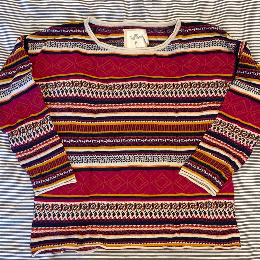 H&M Red Patterned Long Sleeve Top